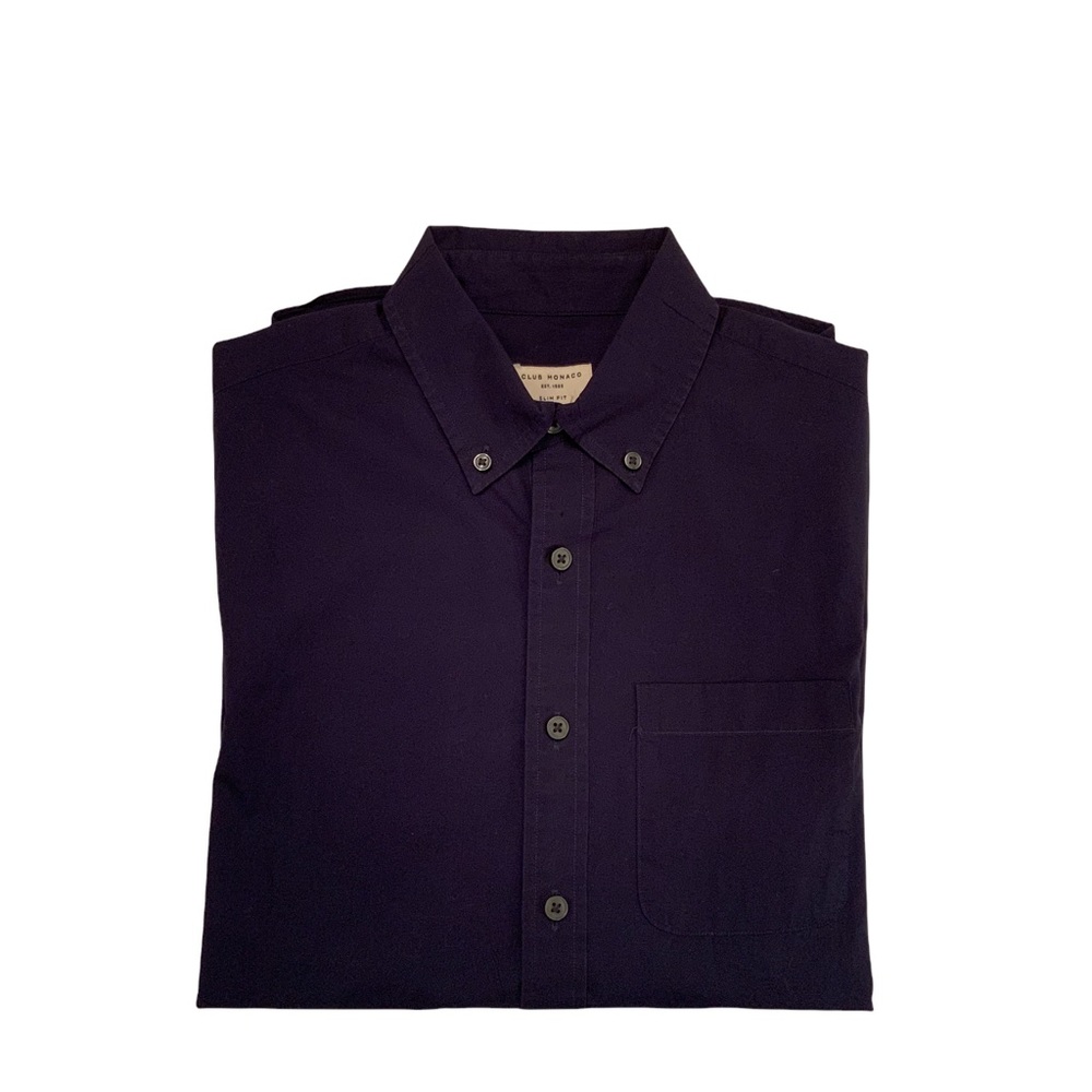 Club Monaco Men’s Cotton Shirt Slim Fit Long Sleeves Navy Blue Size XS